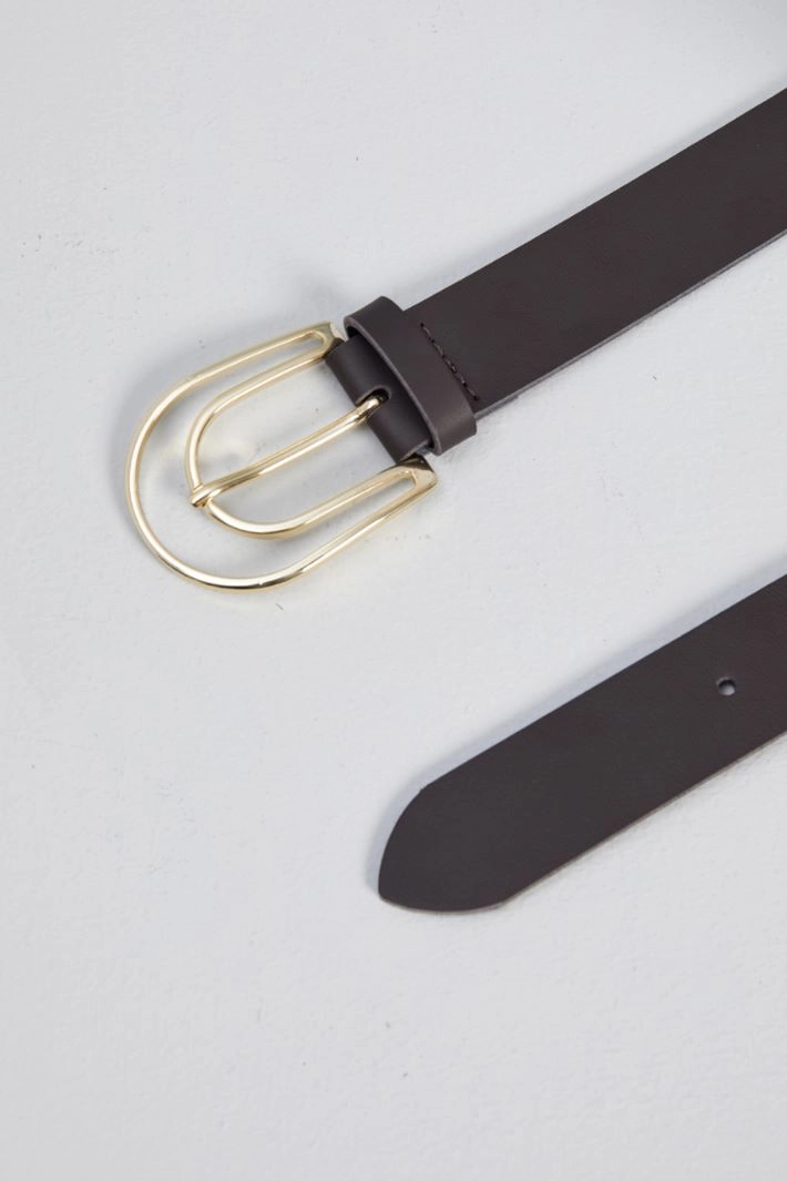 Genuine leather belt - DARK BROWN