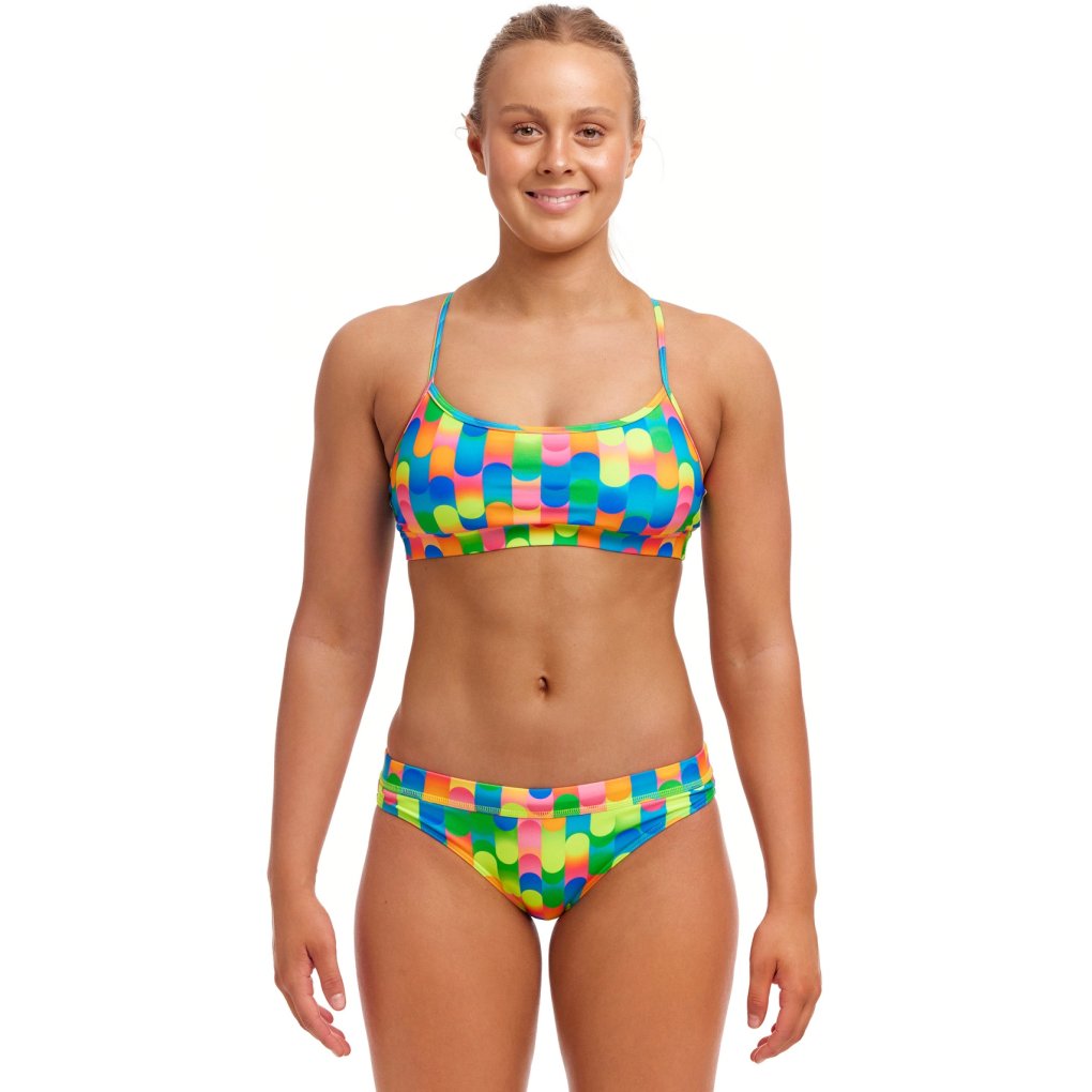 Funkita Swim Crop Eco Bikini Top Women - Blocked Dotty