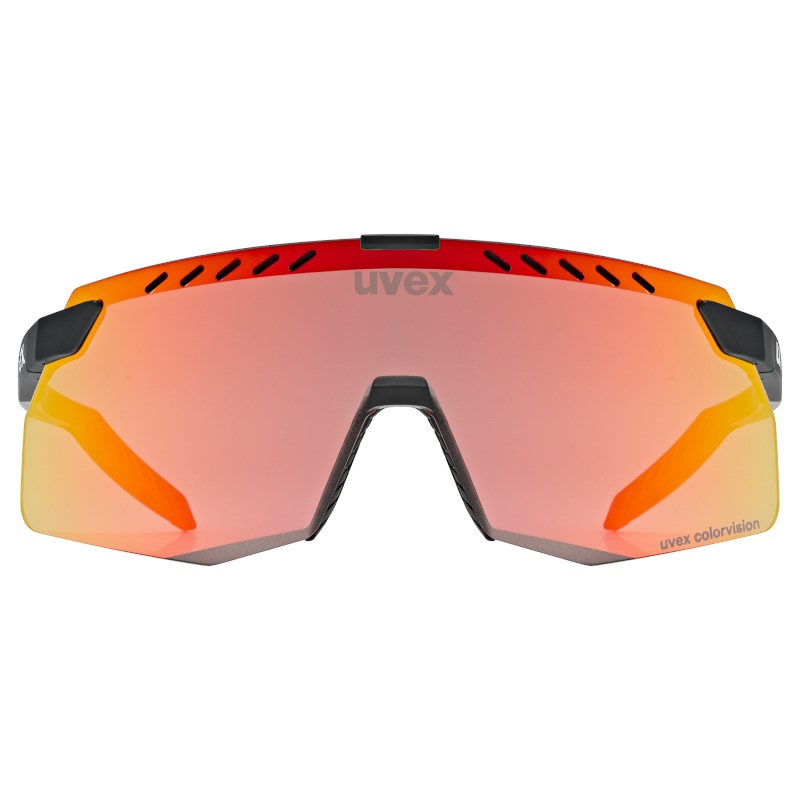Uvex pace stage s CV Cycling Glasses - black matt/mirror red colorvision