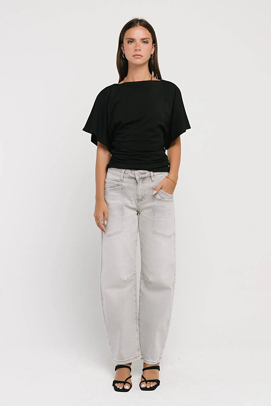 Jaida Ruched Top in Black