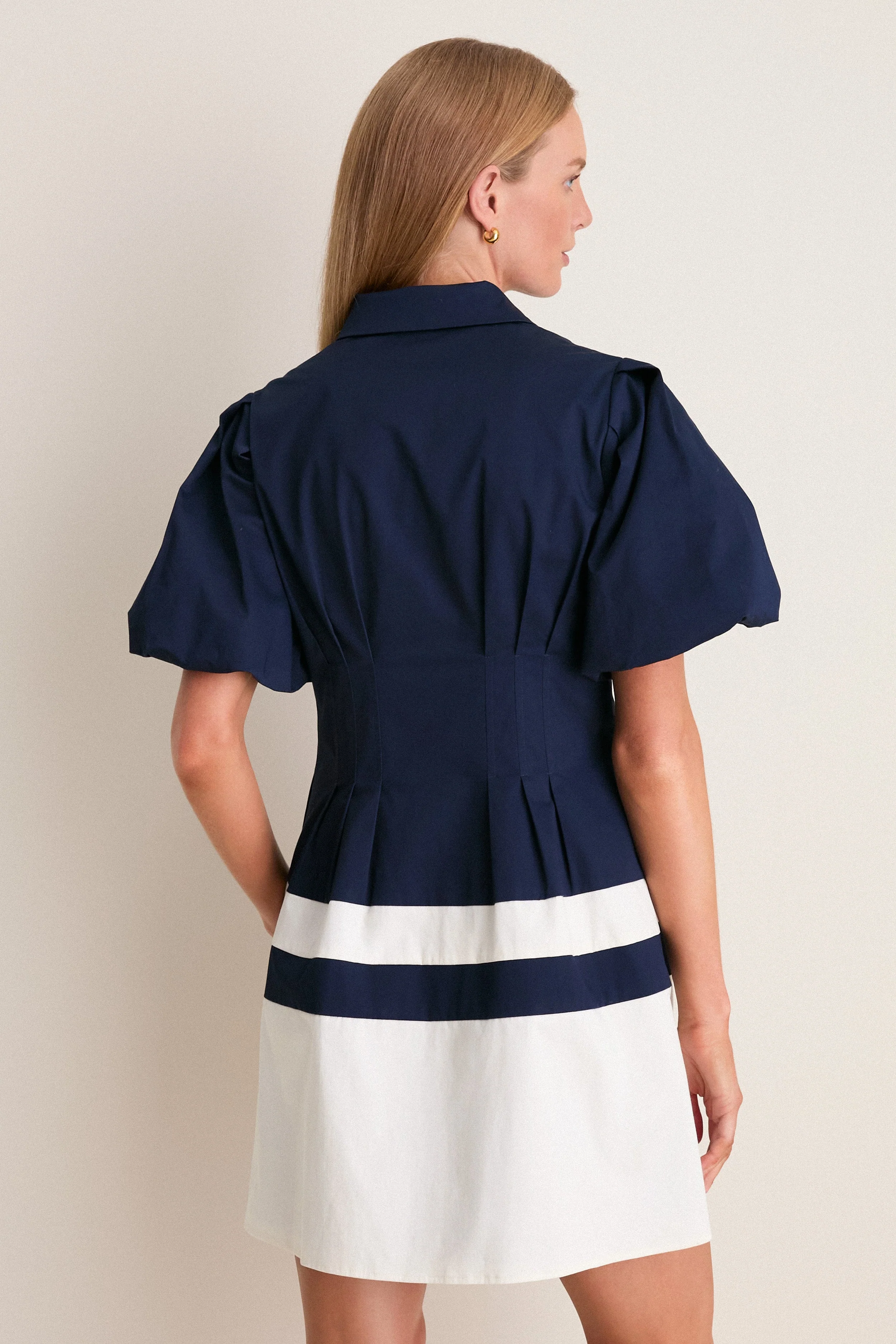 Navy and White Stripe Mini Delaney Dress