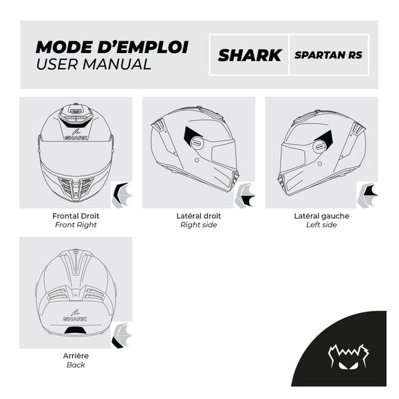 Fear The Yellow Bear Reflective Stickers SHARK SPARTAN RS REPLICA - WhiteRef: FYB0034