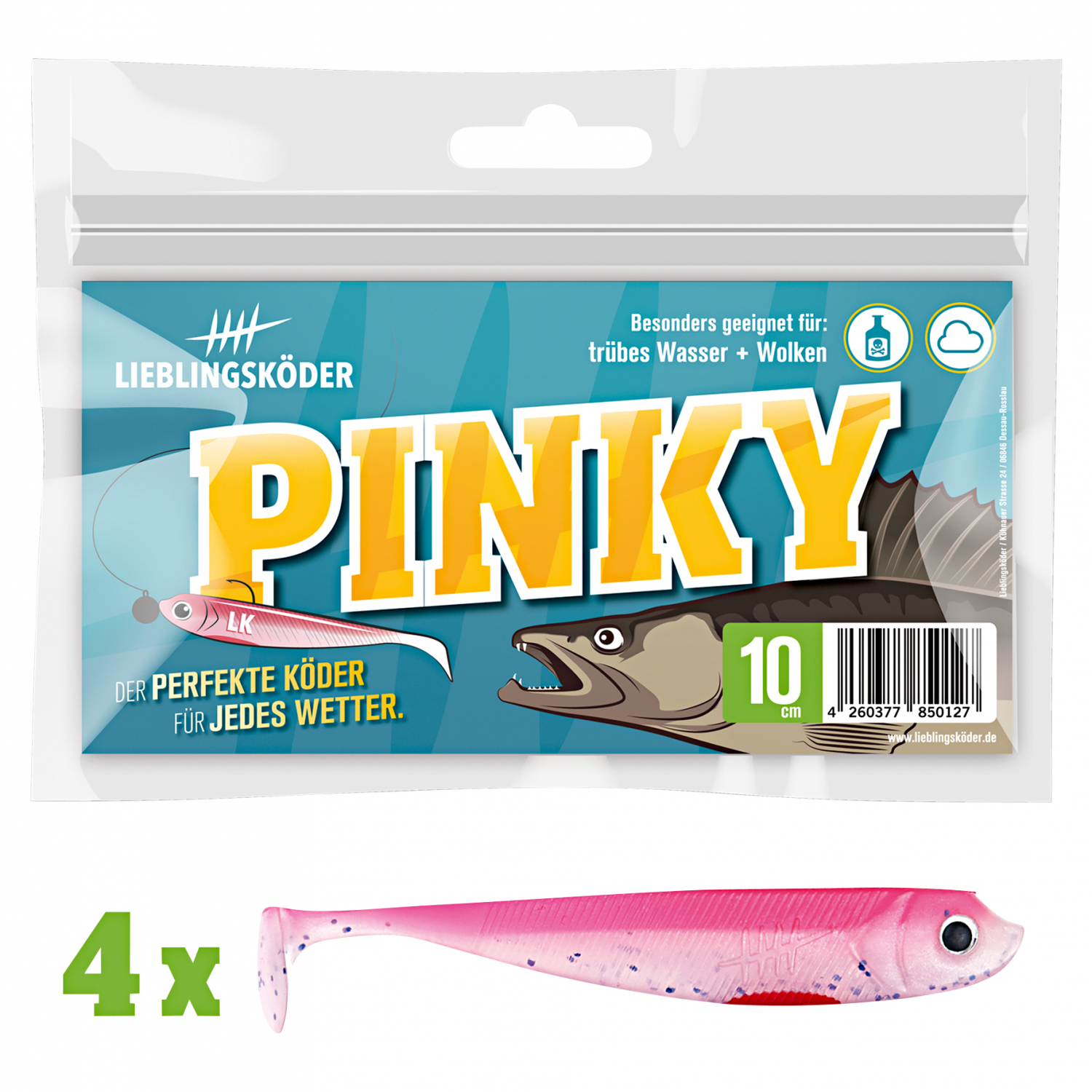 Lieblingsköder Shad Zander Bait (10 cm, Pinky)