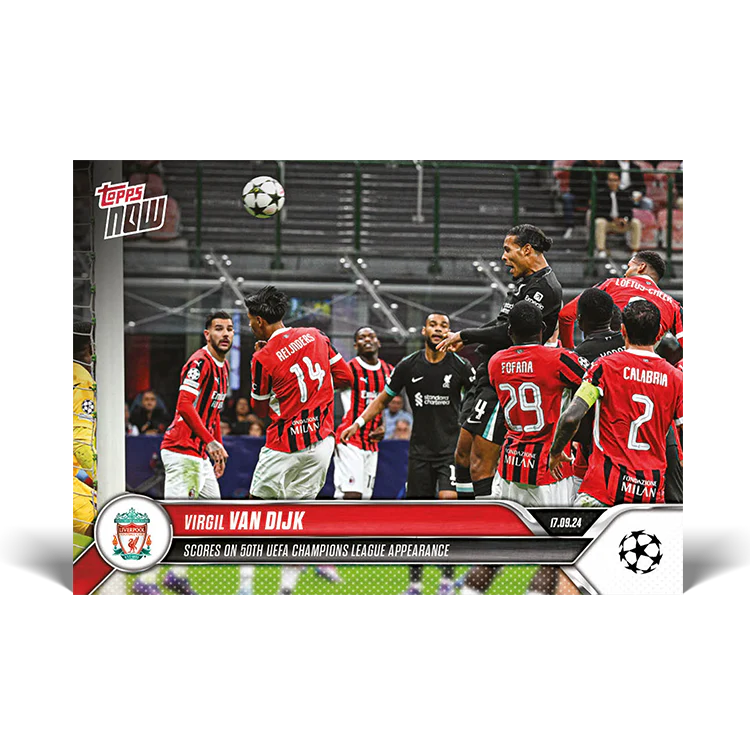 Virgil van Dijk - Scores on 50th UEFA Champions League appearance - 24/25 UCC TOPPS NOW® Card 11