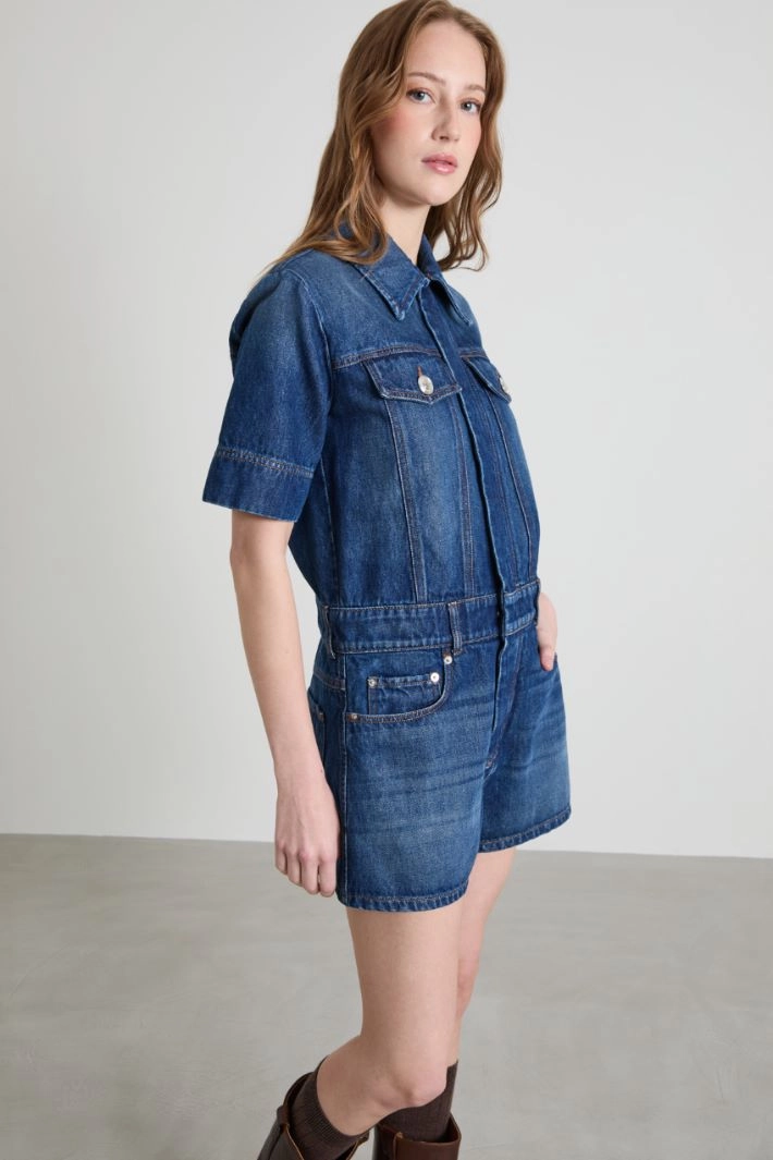 Denim mini playsuit - BLUE