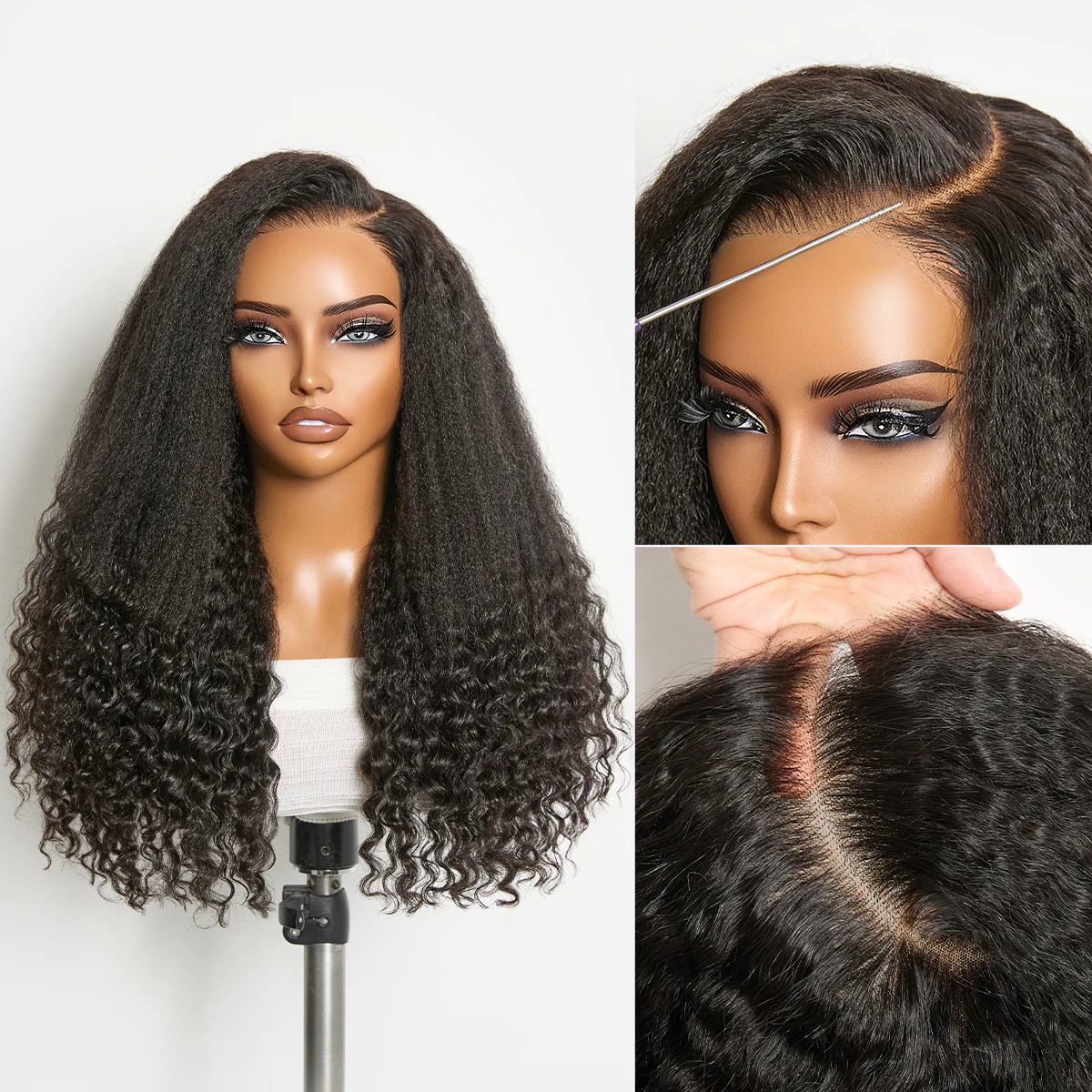Luvme All-Day Comfort Wig PartingMax Natural Black Kinky Straight to Curly 7x6 Closure HD Lace Glueless Wig Pre Cut Lace