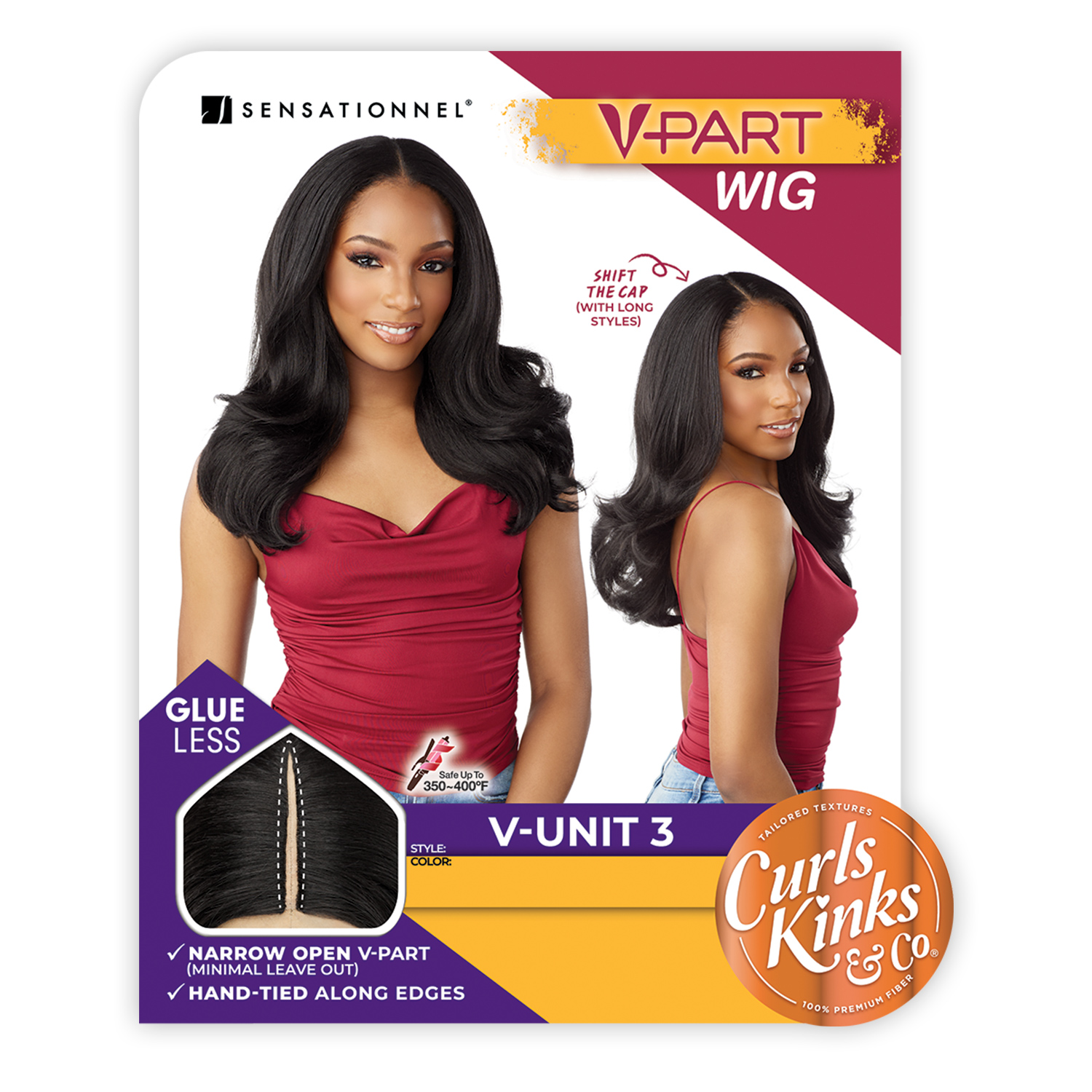 Sensationnel V-Part Wig Curls Kinks N Co Glueless V-Unit 3
