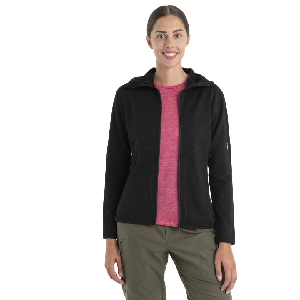 Icebreaker Merino 560 RealFleece™ Elemental II Long Sleeve Zip Hood Women - Black