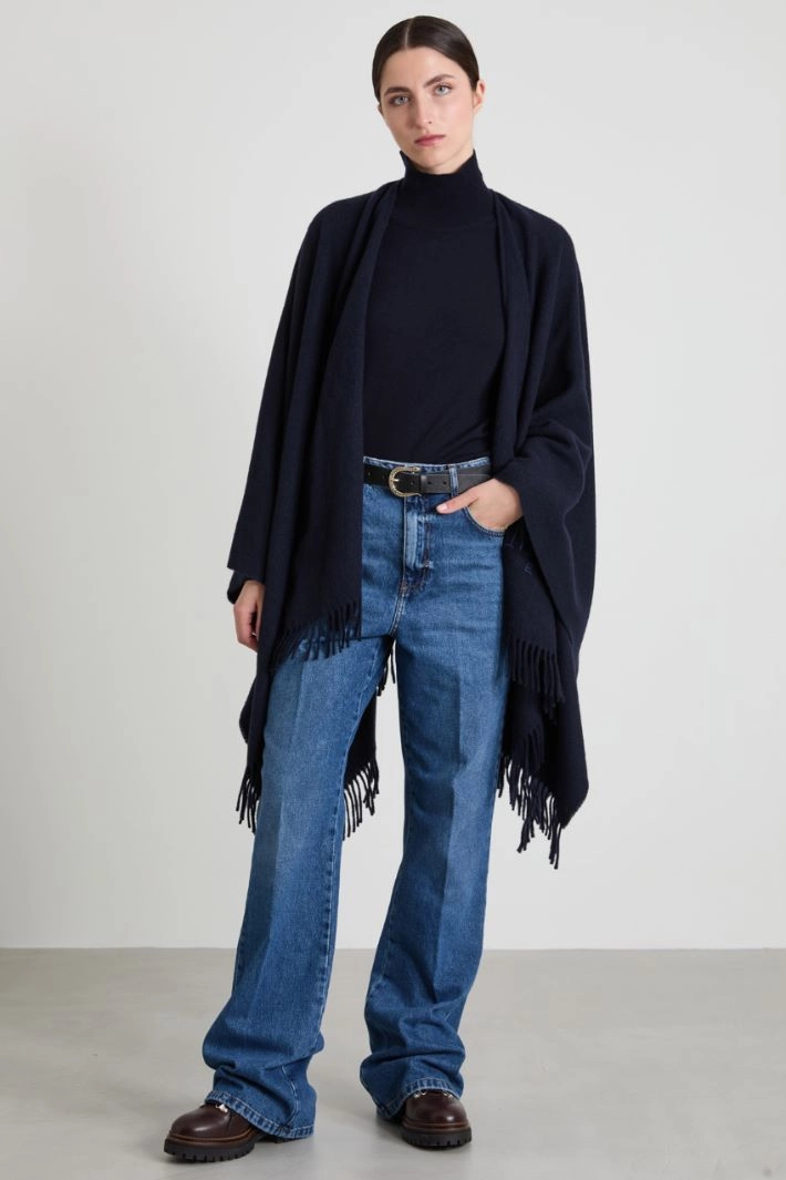 Wool poncho - BLUE
