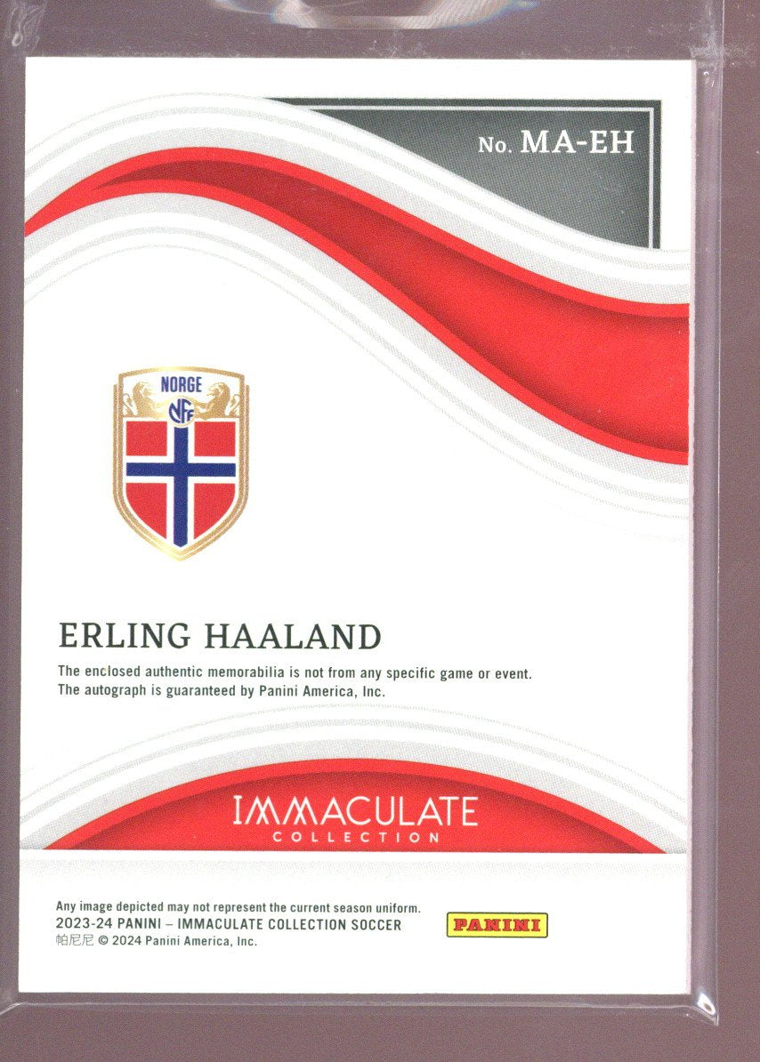 2023-24 Panini Immaculate Erling Haaland Jersey Auto 27/99 Norway