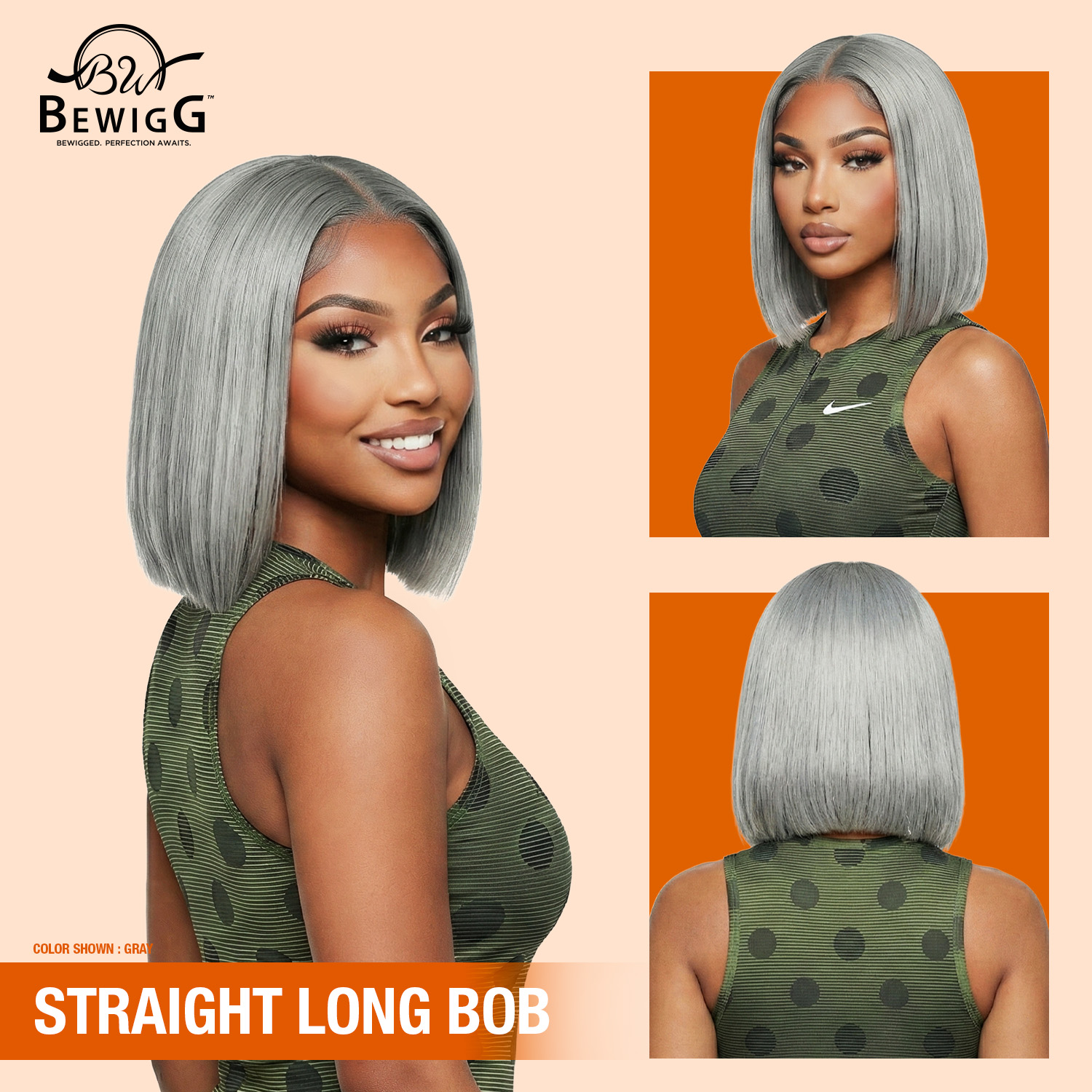 Human Hair Lace Front Wig Straight Long Bob