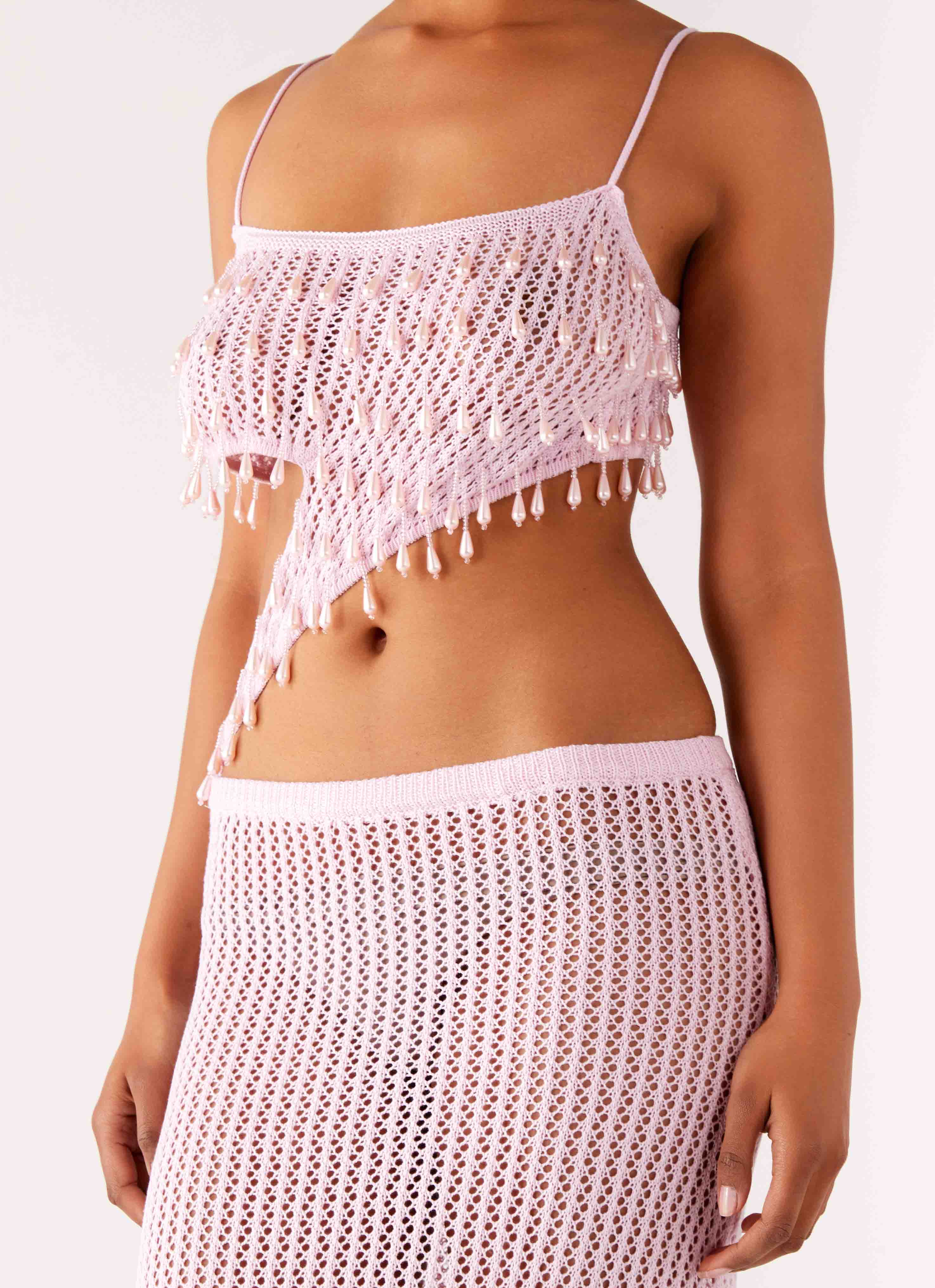 Shellbound Crochet Maxi Dress - Pink