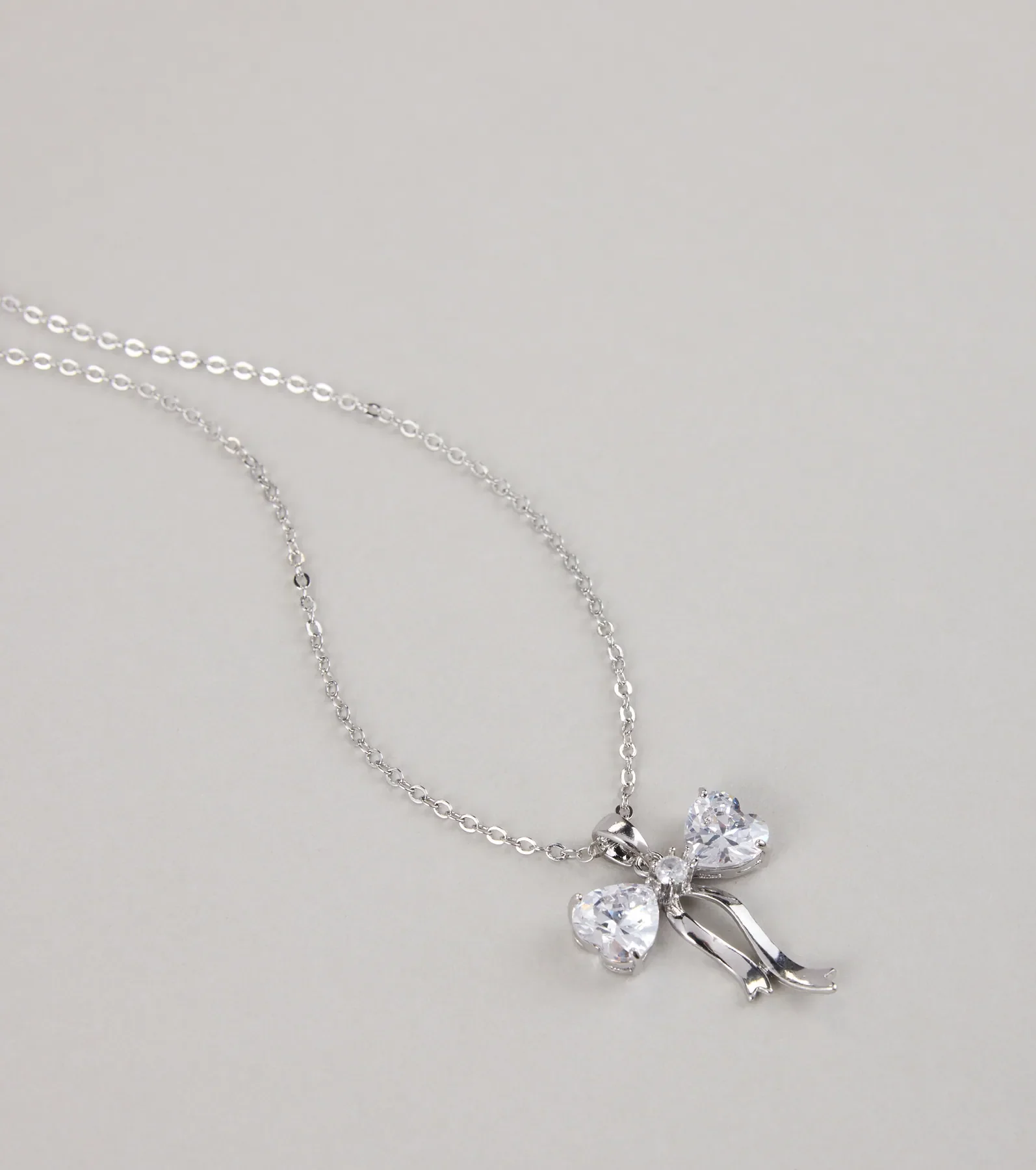 Pretty And Polished Cubic Zirconia Bow Necklace