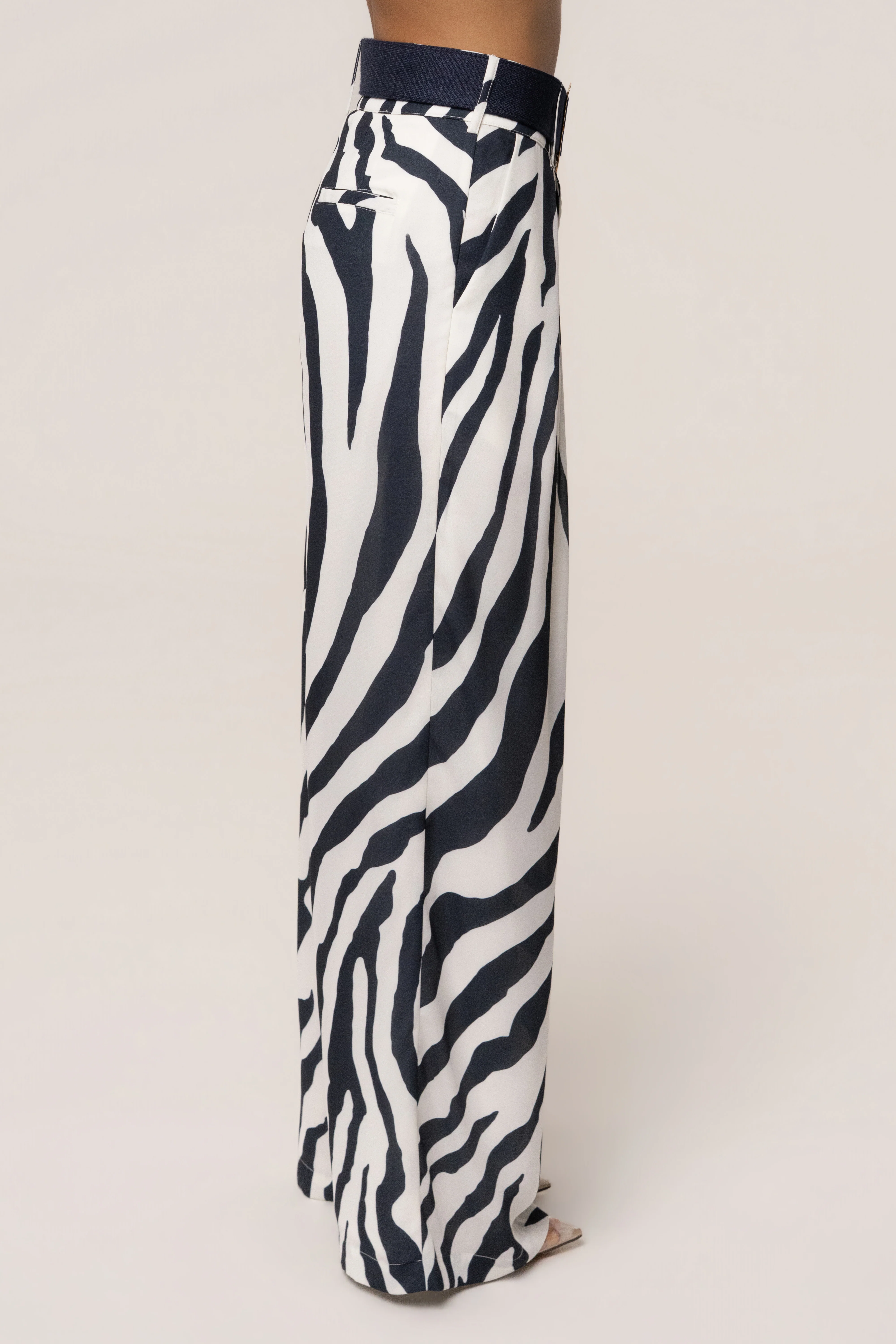 Navy Zebra Soft Pleated Trouser
