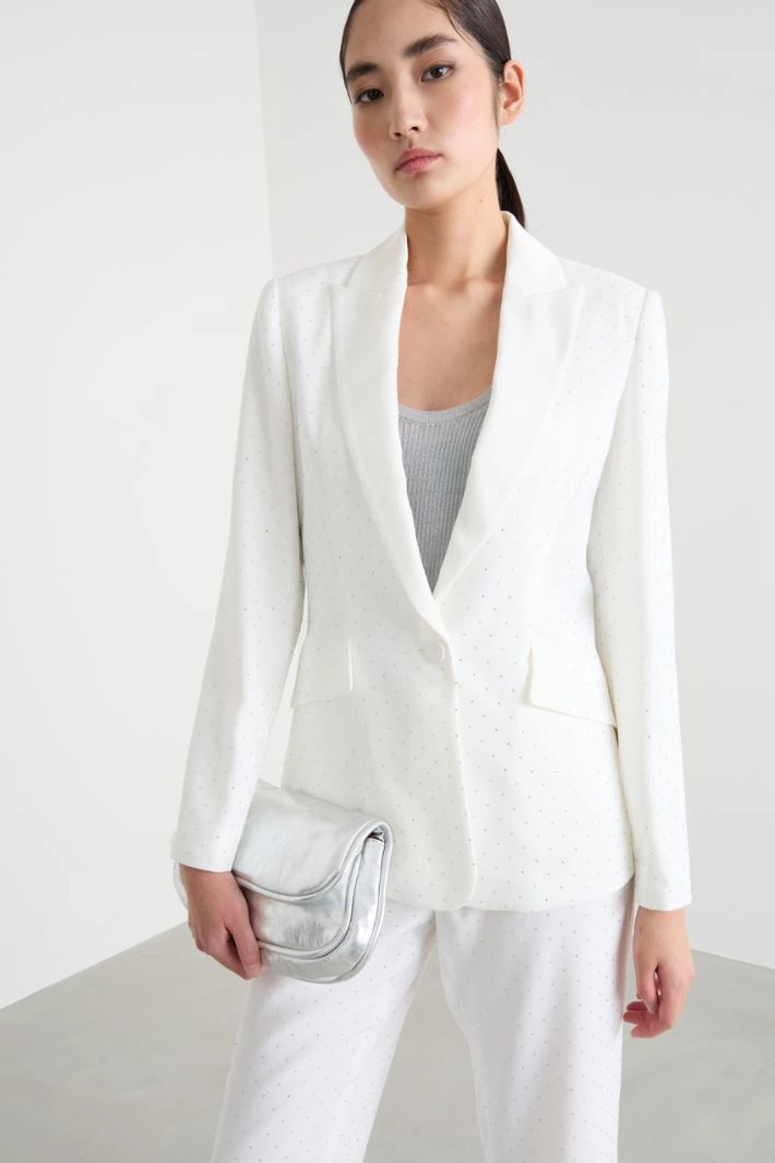 Slim-fit rhinestone-embellished blazer - WHITE