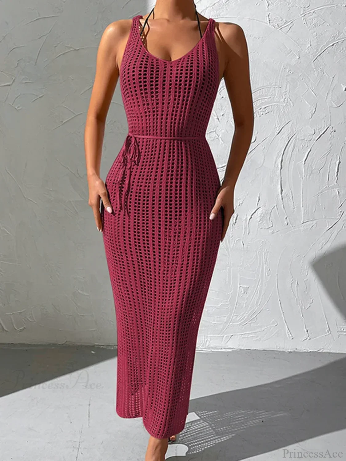 Mesh Lace Up Beach Cover Up