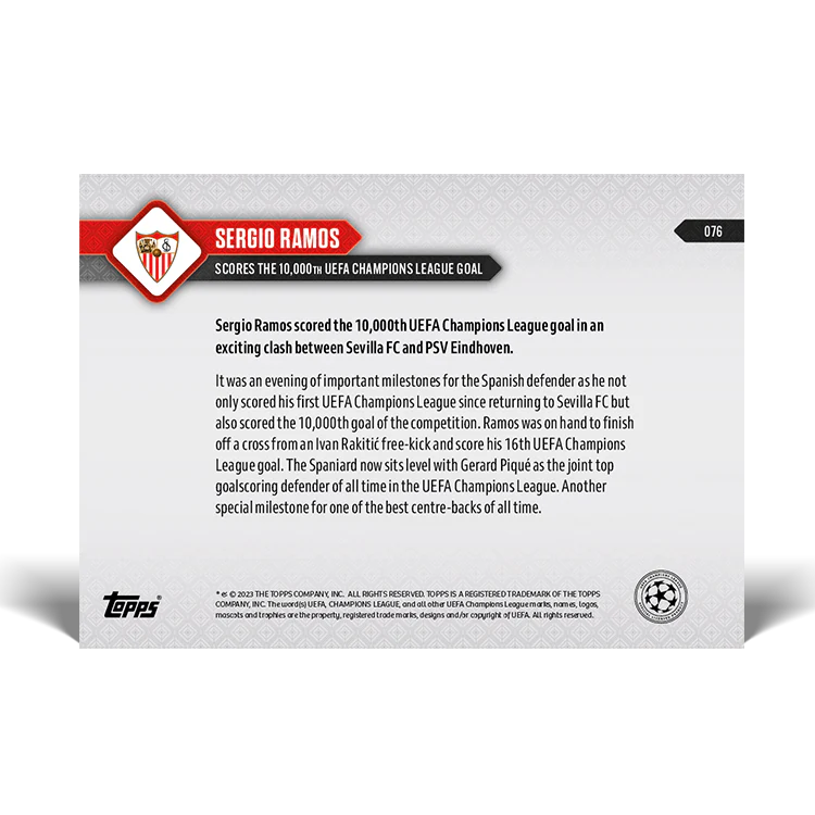 Topps UK - Sergio Ramos - Scores 10,000th UEFA Champions League goal - UCL TOPPS NOW® Card #76