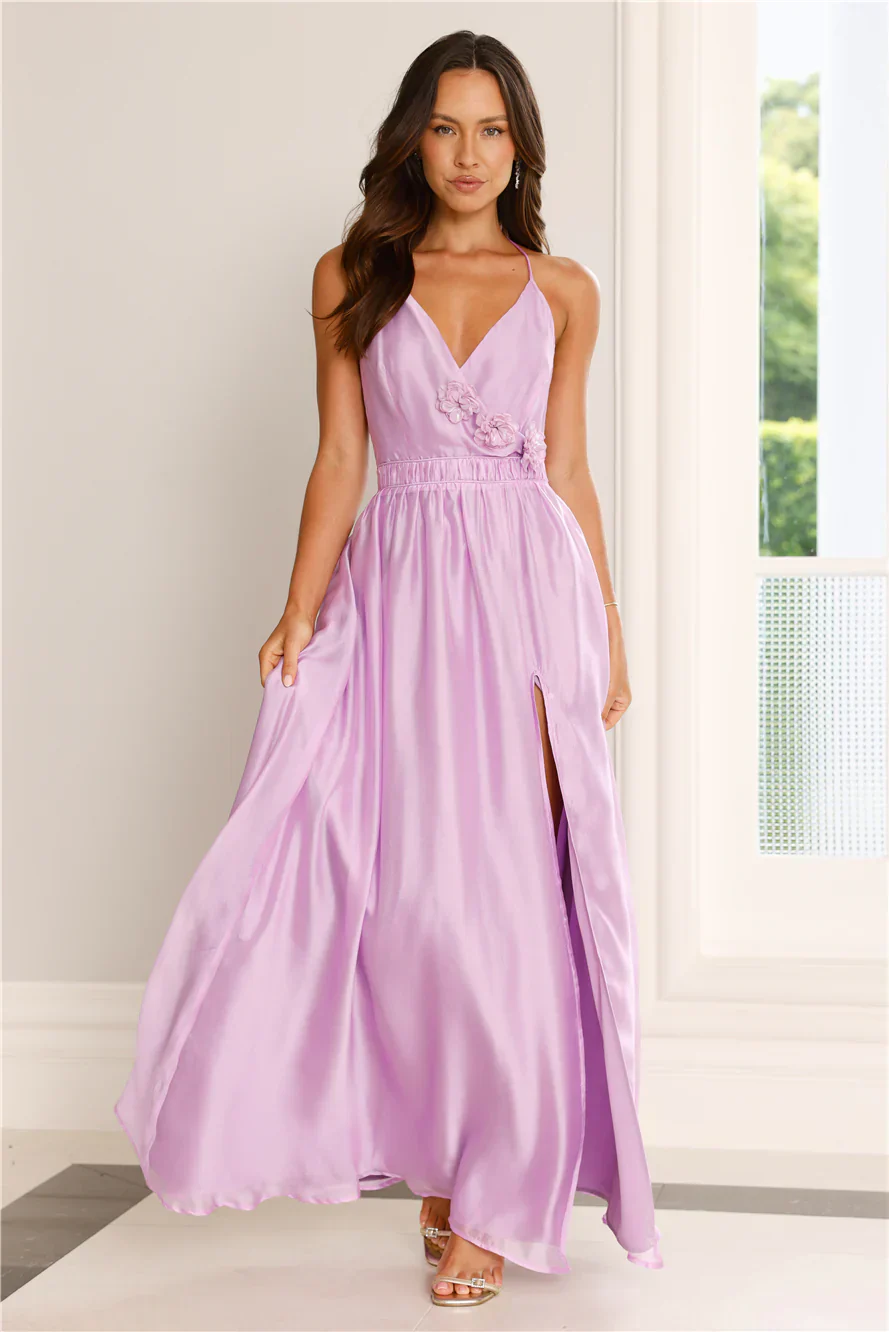 Elegant Delights Halter Maxi Dress Purple