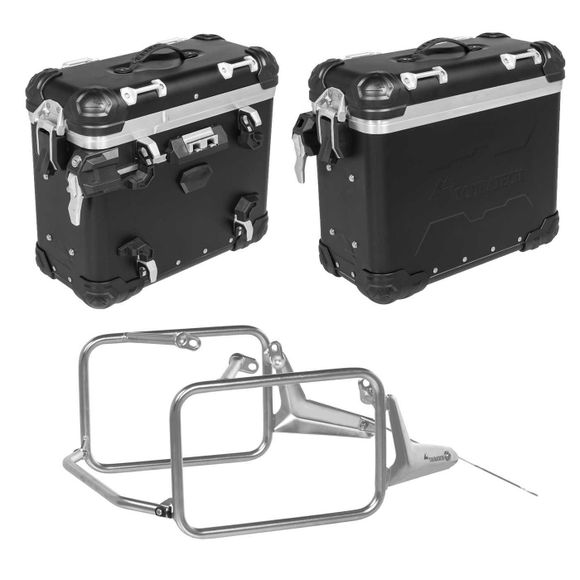 Touratech suitcase Complete kit ZEGA Evo 31/31 - Gray support included - Black anodizedBMW 1300 R 1300 GS - 2023 - 2026Ref: Trt01293A / 01-035-6802-0