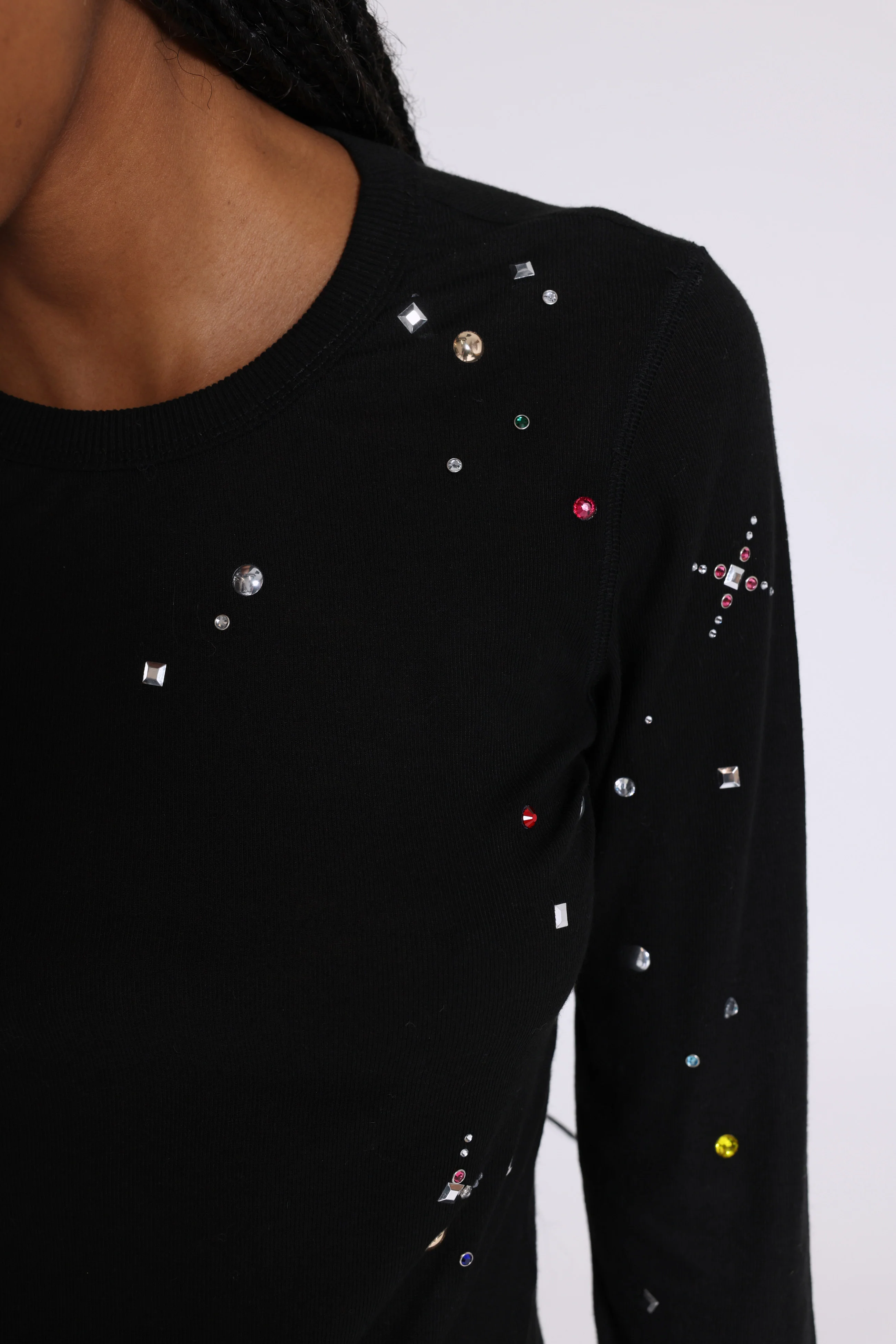 Jexa Jewel Studded Long Sleeve Top