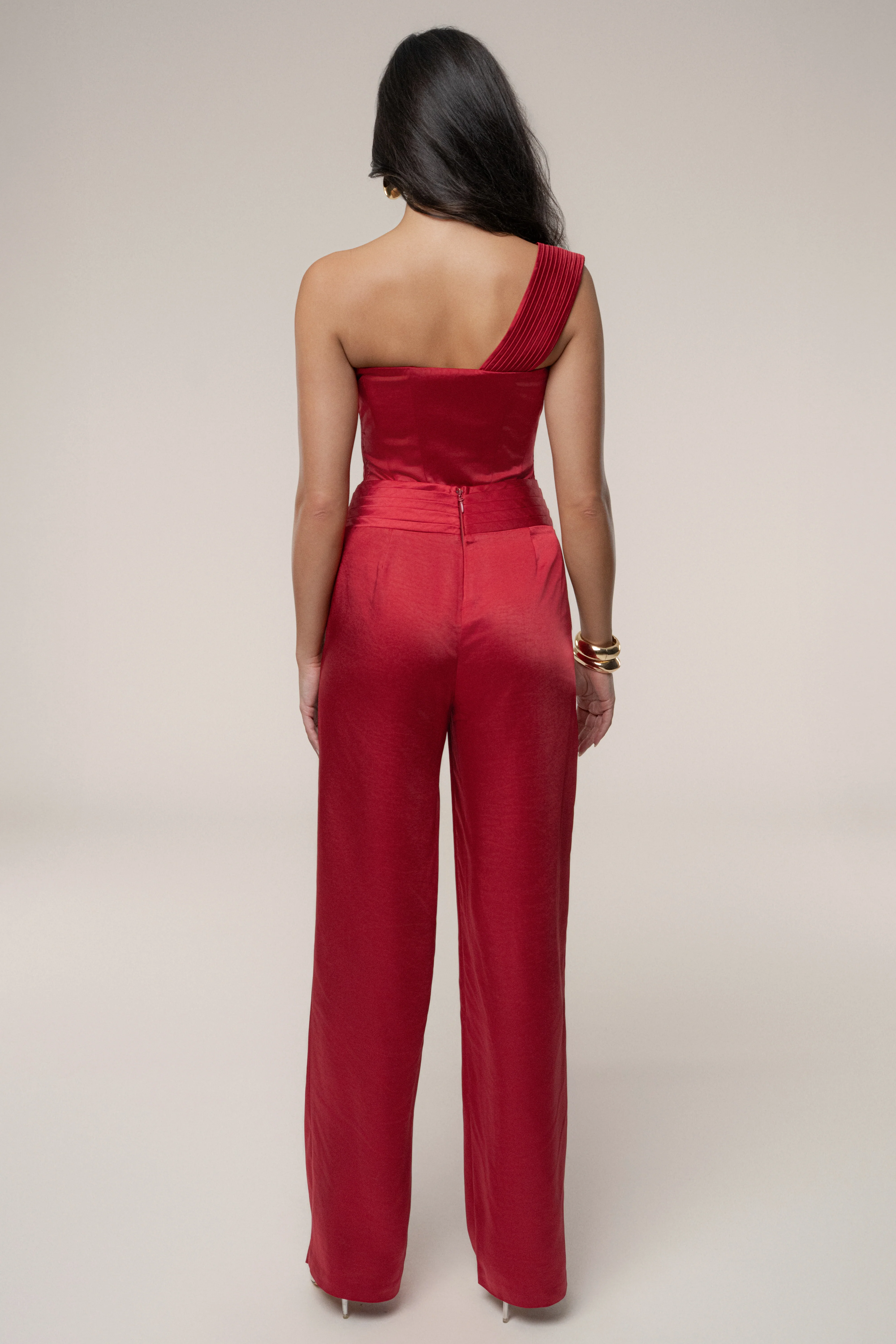 Red True Affection Satin Trouser