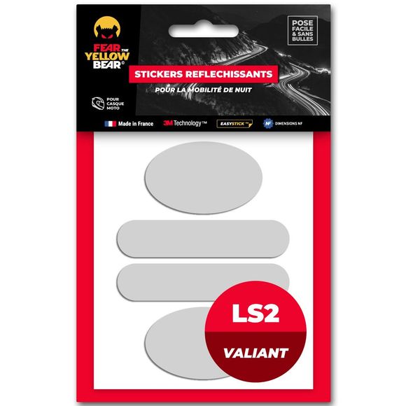 Reflective Stickers Fear The Yellow Bear REPLICA LS2 VALIANT - WhiteRef: FYB0017