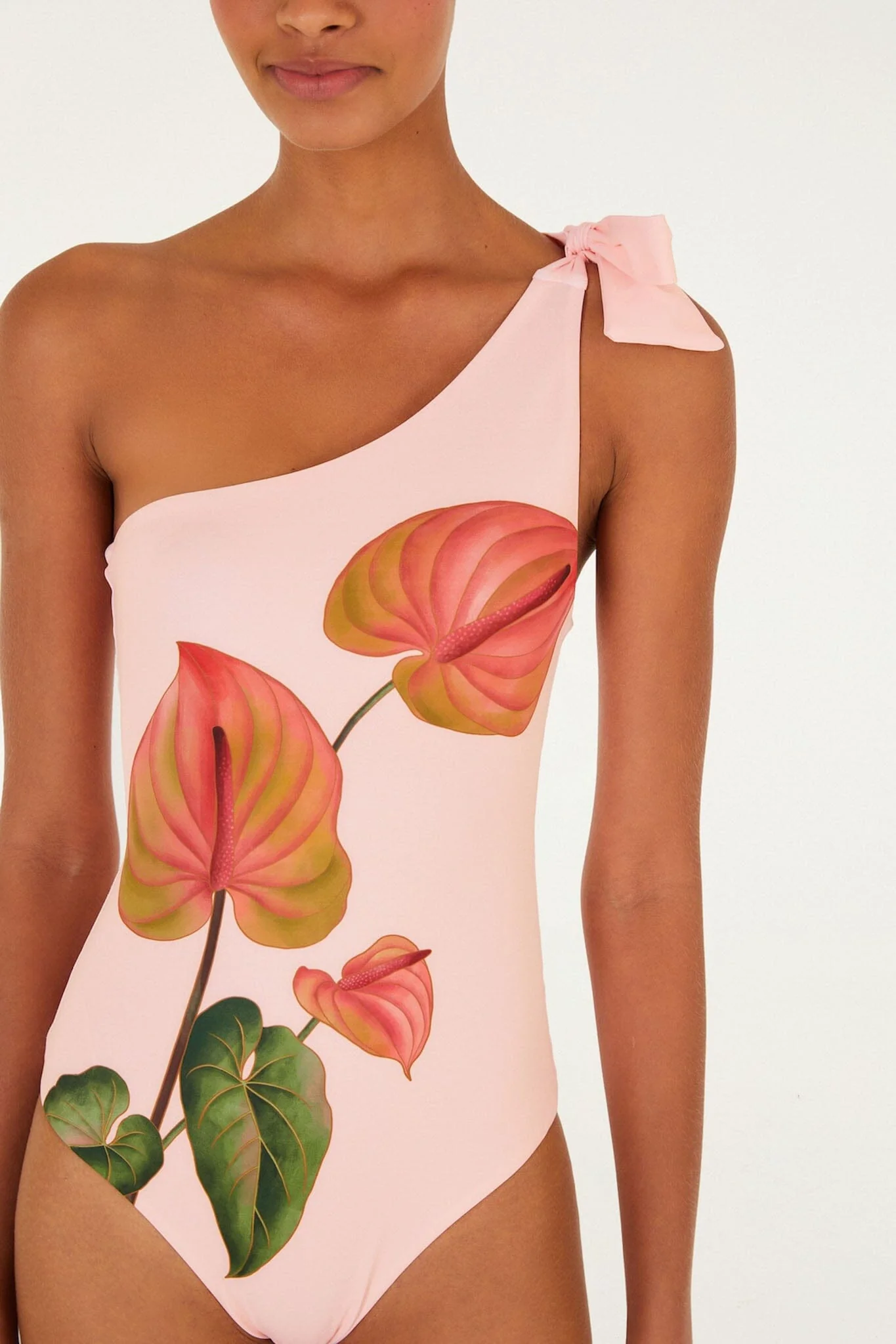 Light Pink Anthurium One Piece Swimsuit