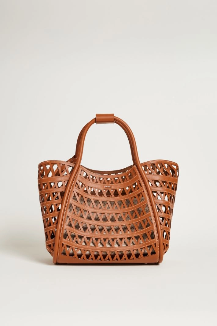 Woven leather bag - BROWN