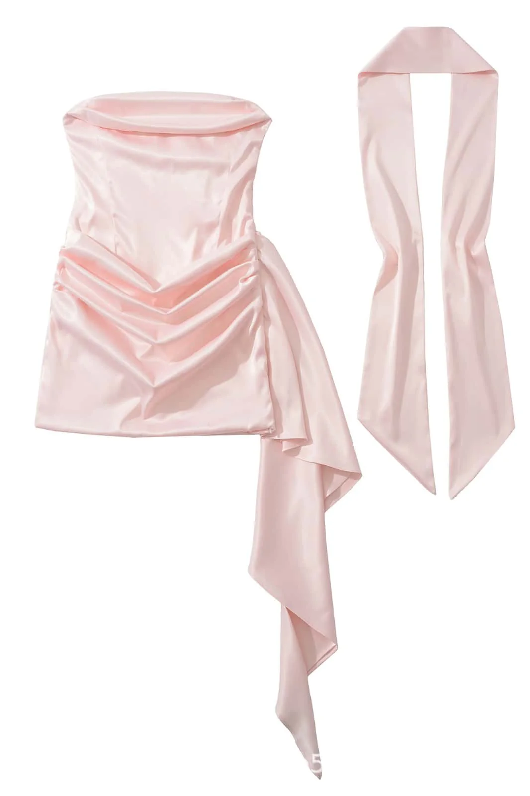 Cowl Pink Satin Ruched Tight Short Dress