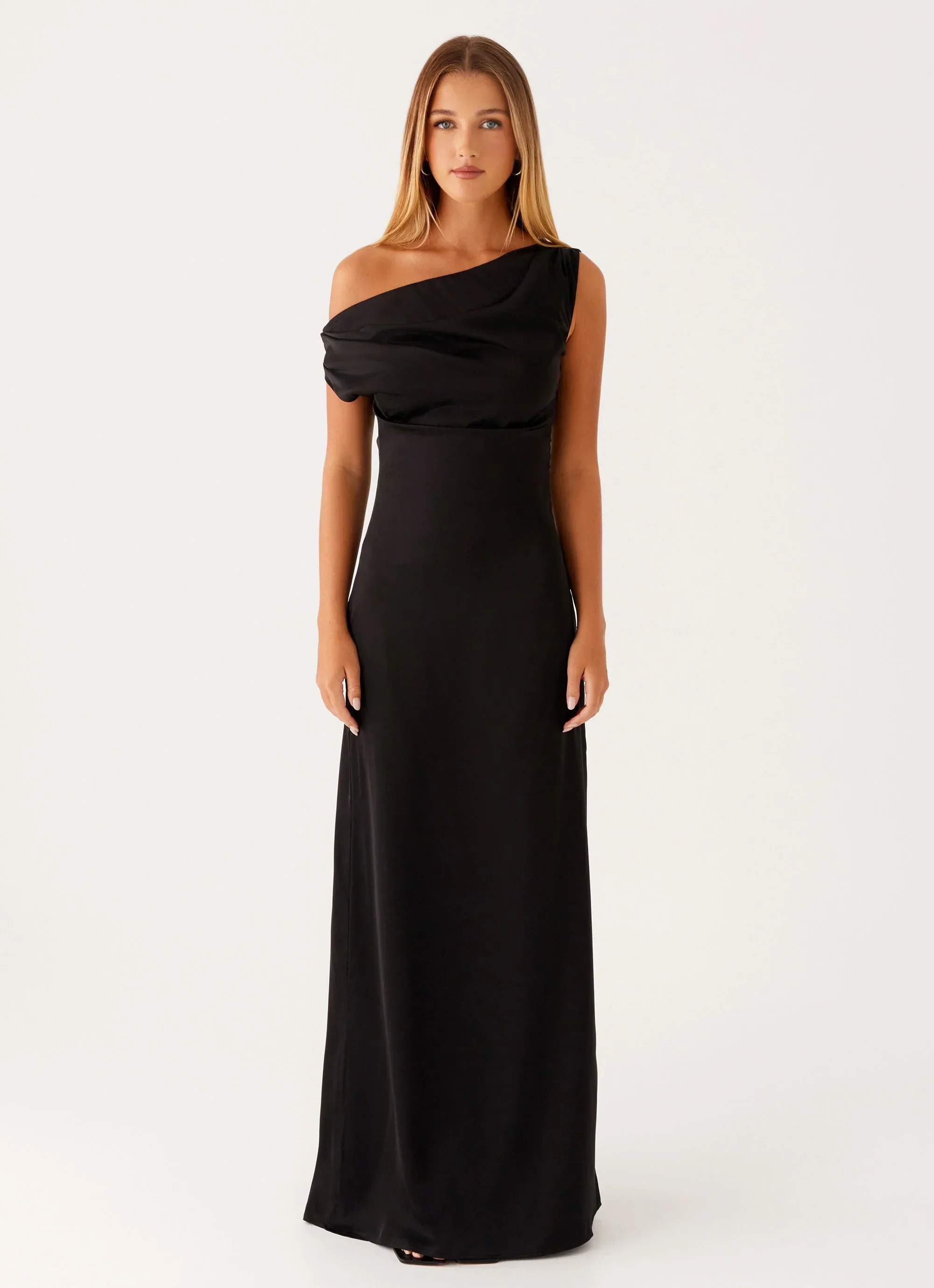 Heart Of Glass Satin Maxi Dress - Black