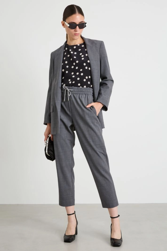 Crepe de chine blouse - BLACK