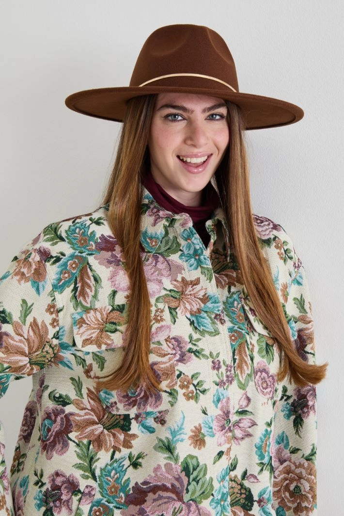 Wide brim hat - BROWN