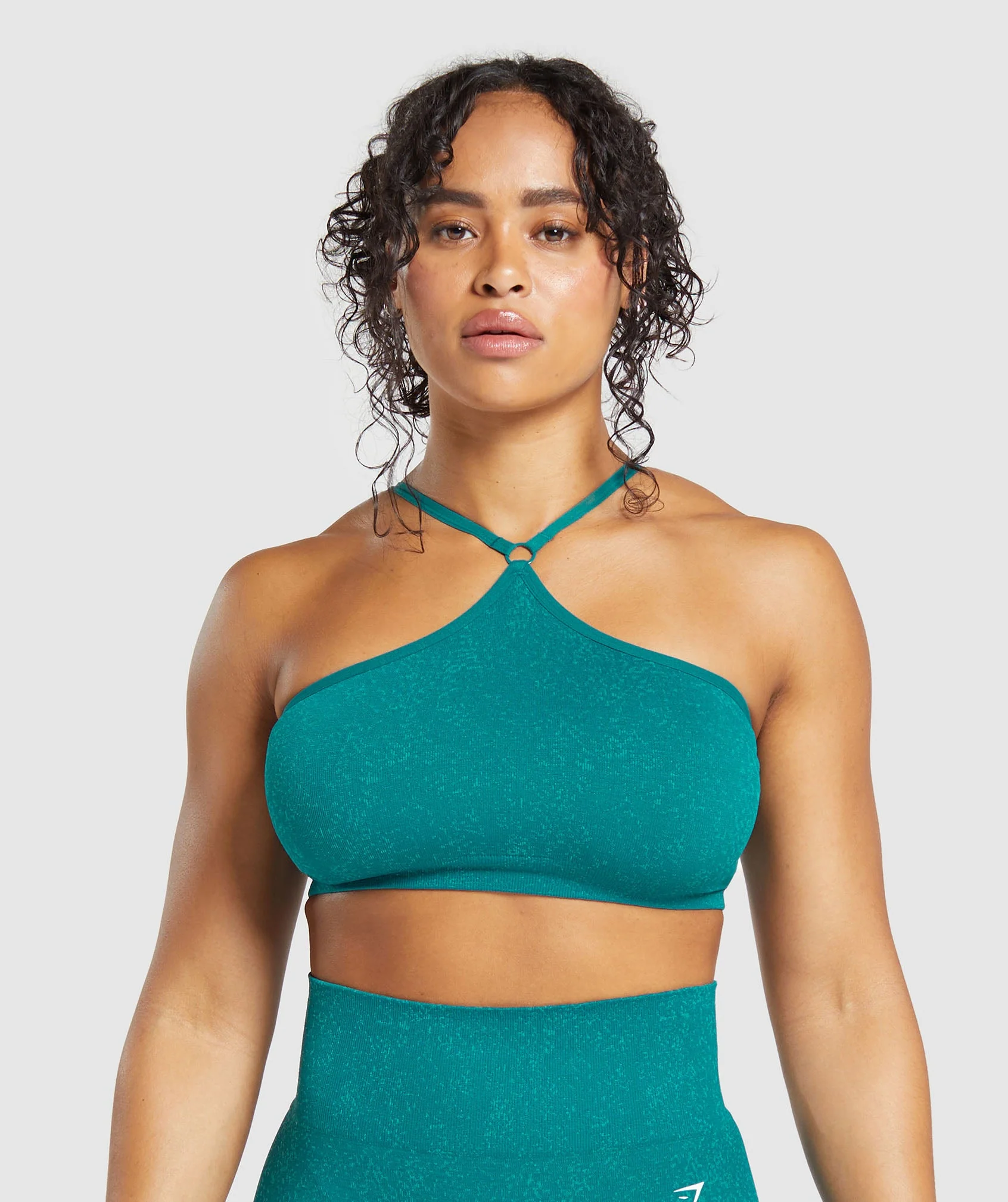 Adapt Fleck Seamless Halterneck Bralette Ocean Teal/Artificial Teal