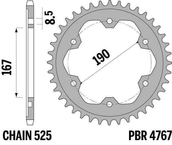 Standard steel PBR crown - 525 50 teethRef: Pbr01611A / 1126476001
