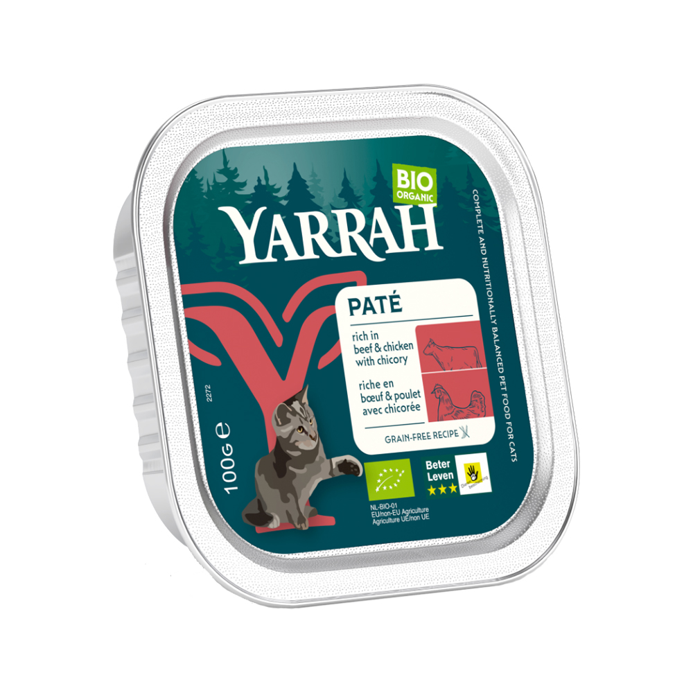Yarrah Bio Paté Cat Food - Chicken and Beef - 16 x 100g