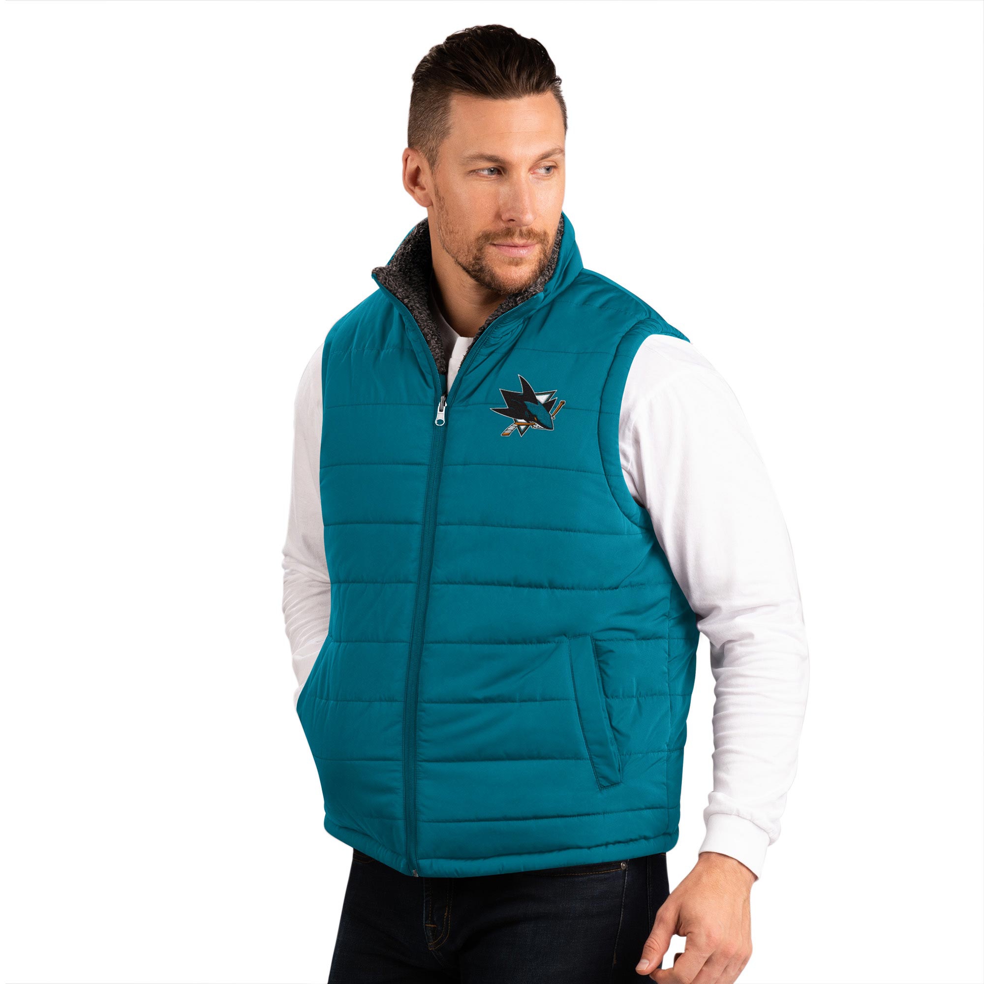 San Jose Sharks G-III NHL Reversible Sherpa Winter Vest