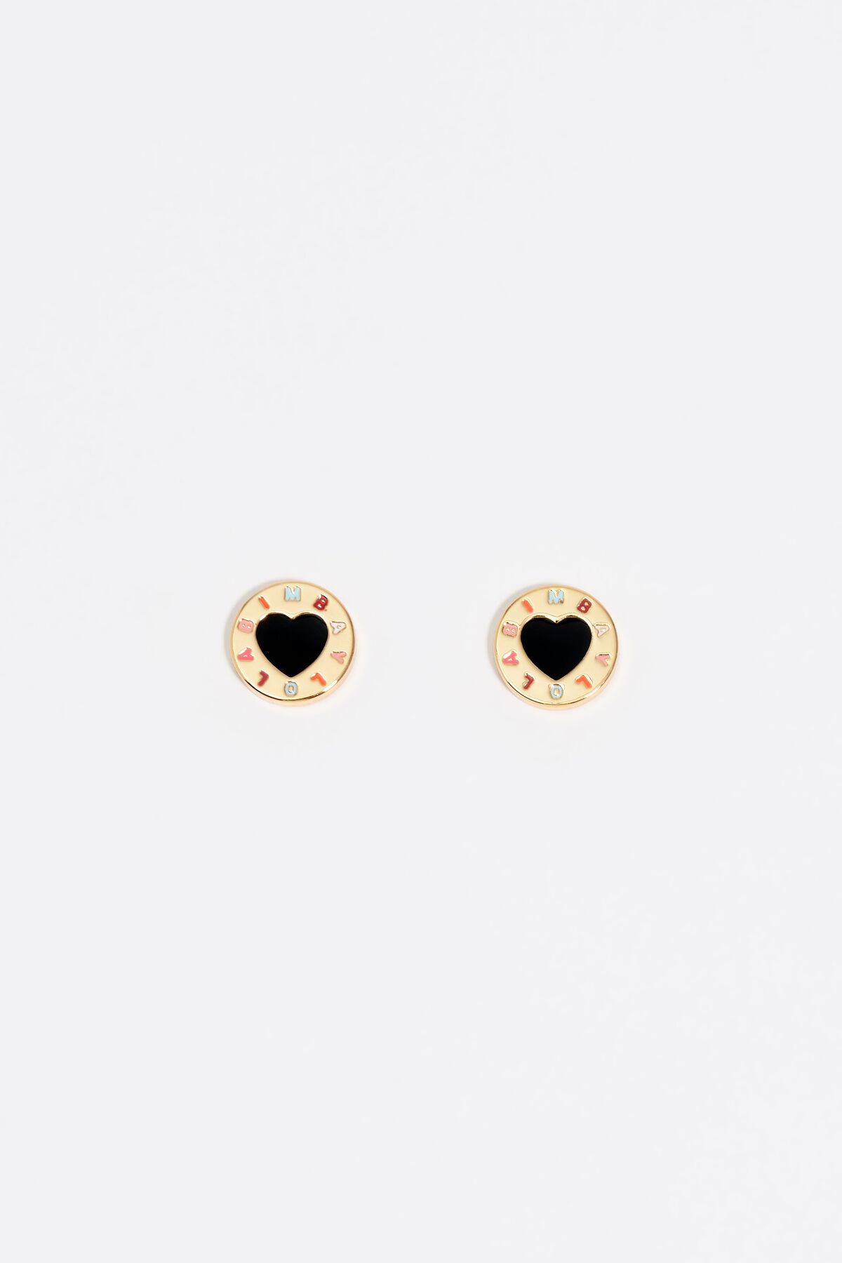 Black heart logo earrings