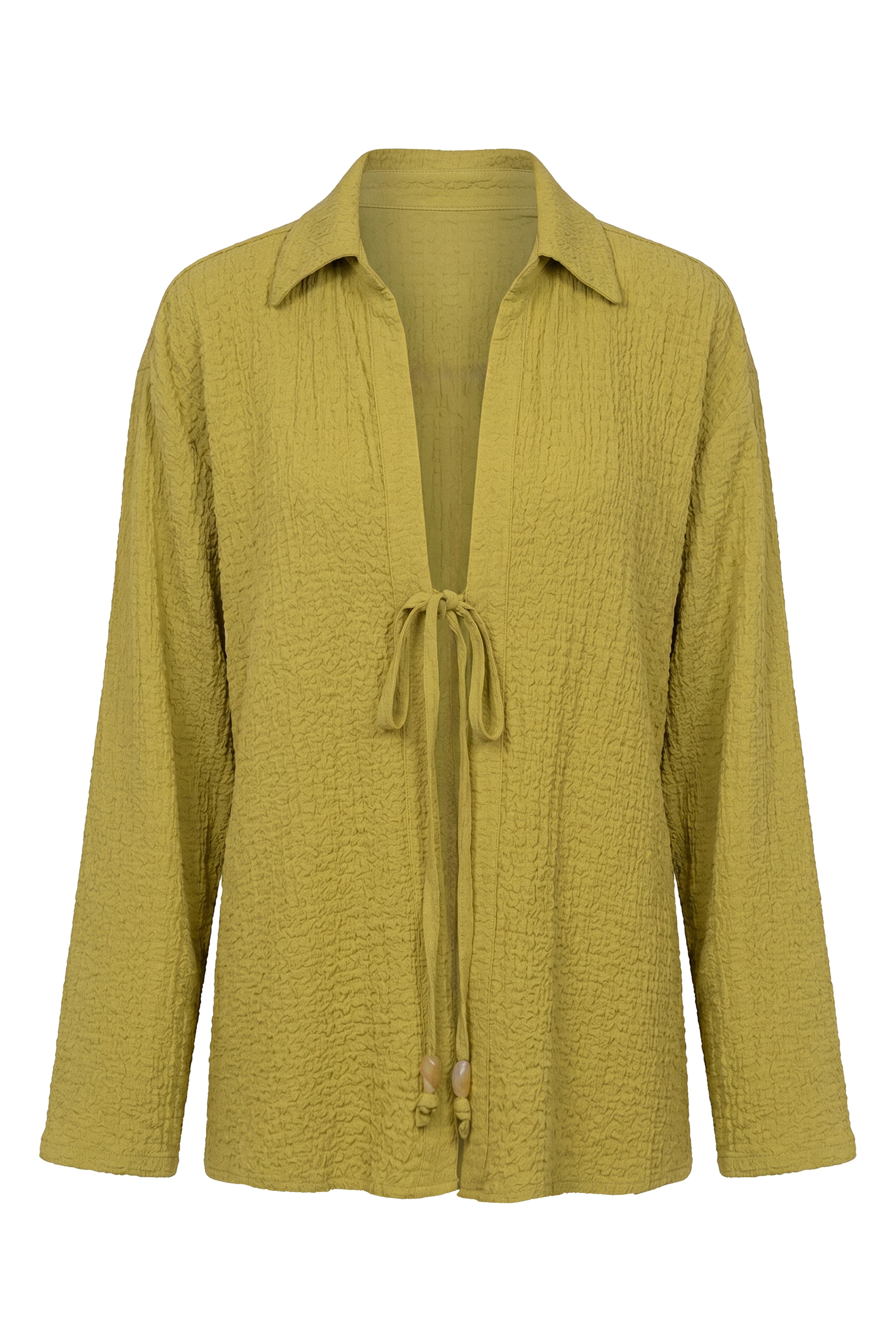 Lime Unwind Tie-Front Blouse