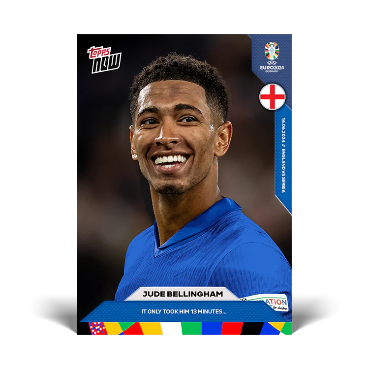 Jude Bellingham - It only took him 13 minutes... - EURO 2024 TOPPS NOW® Card 10