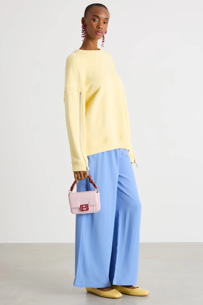 Zipped-sleeve oversized sweatshirt - YELLOW