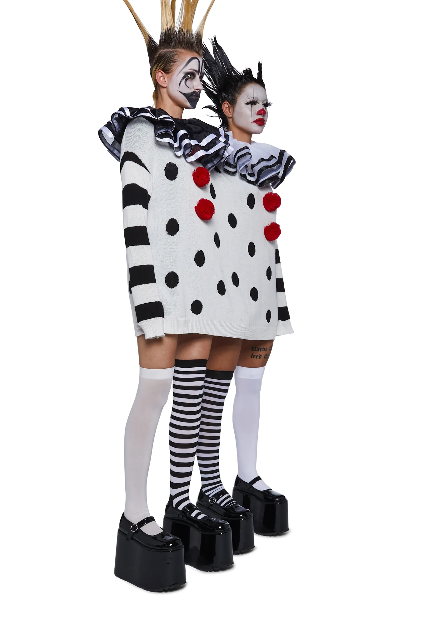 Clown Trouble Knit Sweater Set - Black/White
