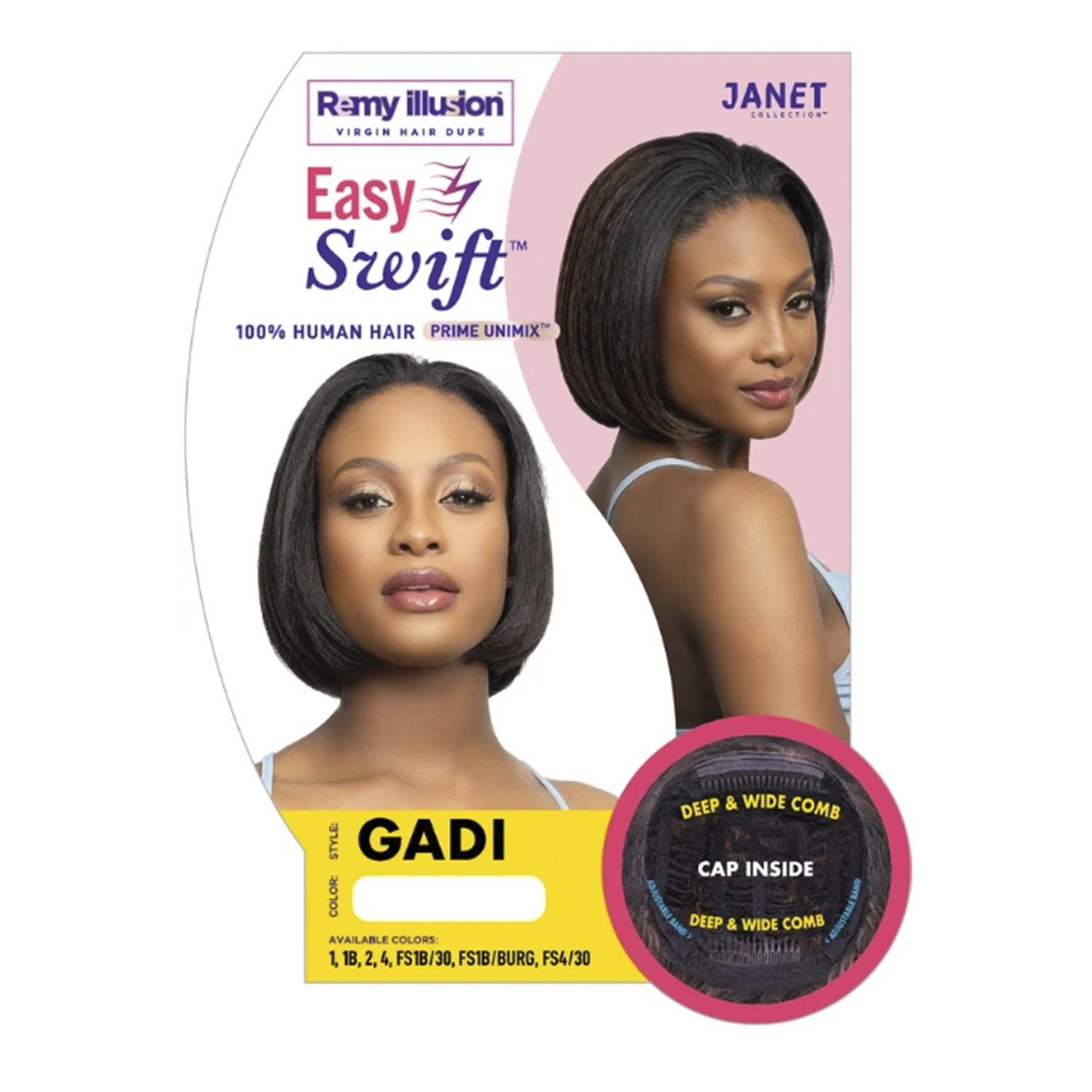 Janet Collection Human Hair Prime Unimix Wig Remy Illusion Gadi