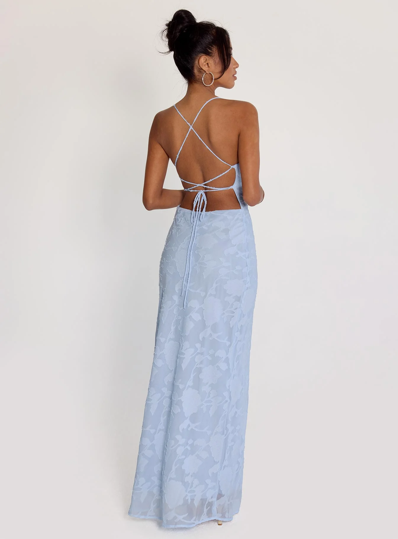 Celena Maxi Dress Blue Burnout