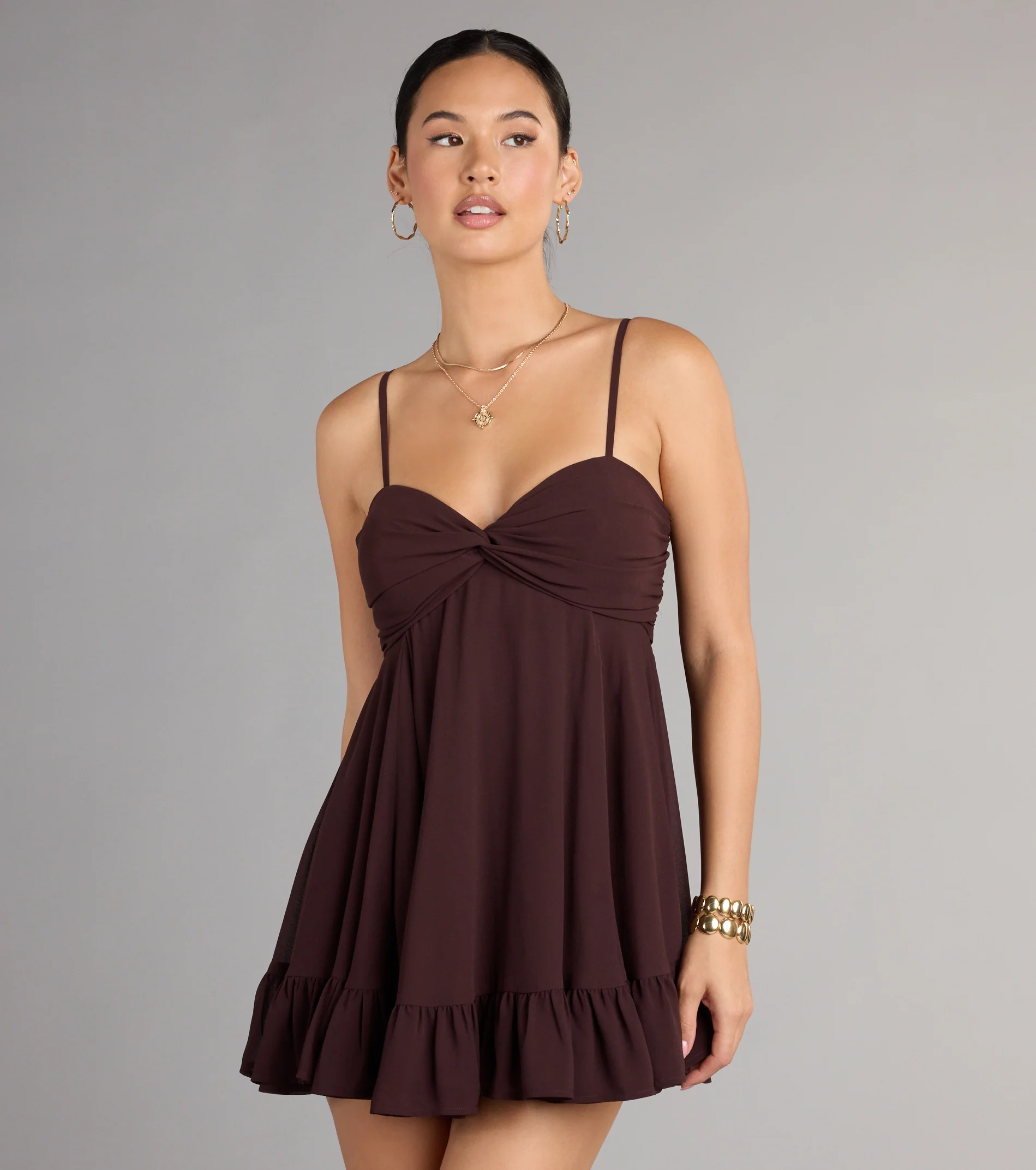 Perfectly Pretty Tie Back Chiffon Babydoll Dress