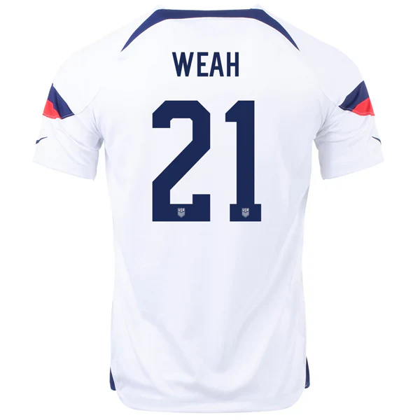United States Timothy Weah Home Jersey 22/23 (White/Loyal Blue)