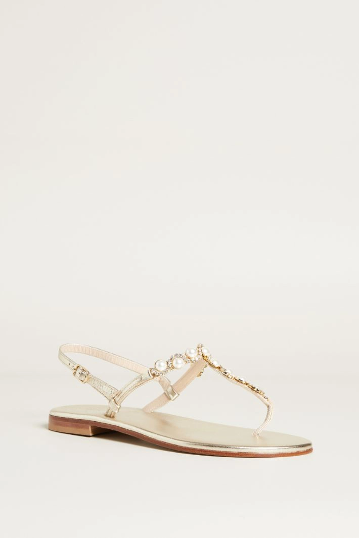 Pearl flip flop sandals - GOLD