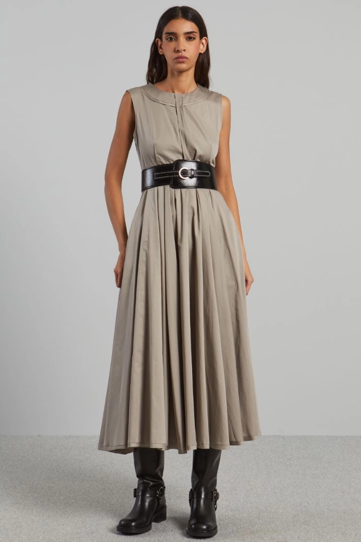 Long cotton satin dress - DOVE GREY