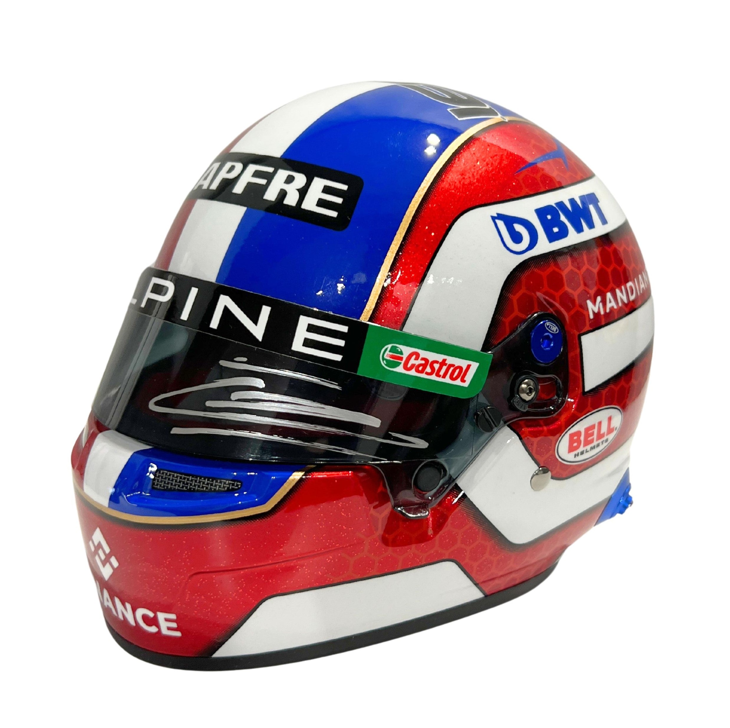 Esteban Ocon Autographed BWT Alpine 2022 1:2 Scale Mini Helmet