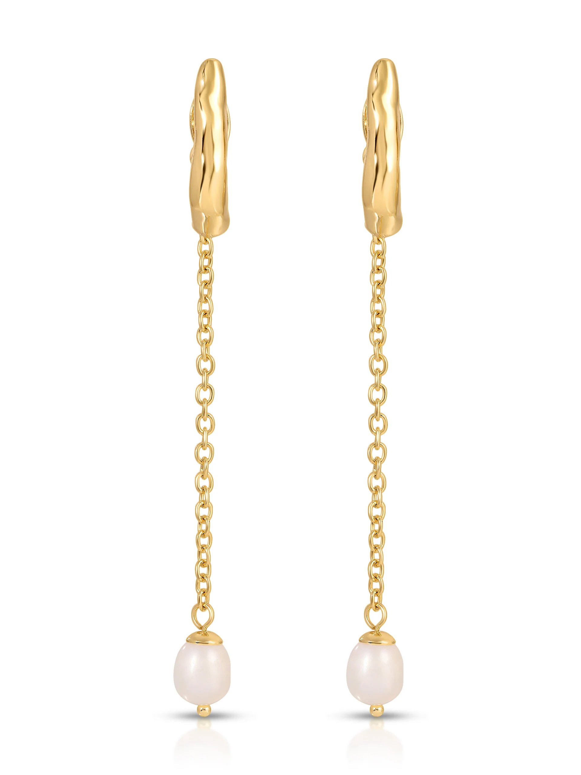 Linear Luxe Pearl Drop Earrings