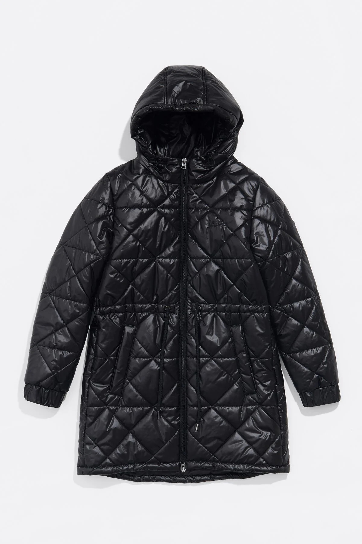 Black straight cut padded coat